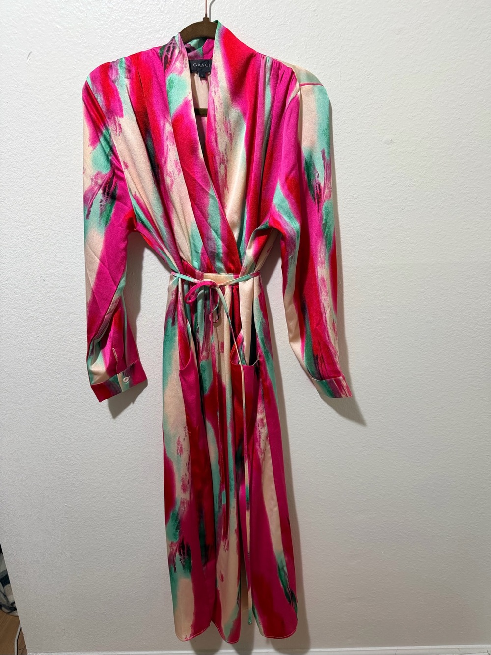 Fuchsia  & Teal Abstract Kaftan